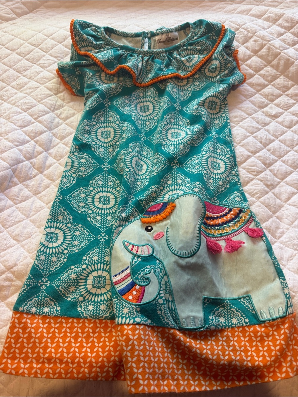 Rare Editions Teal and White Floral Girls Top